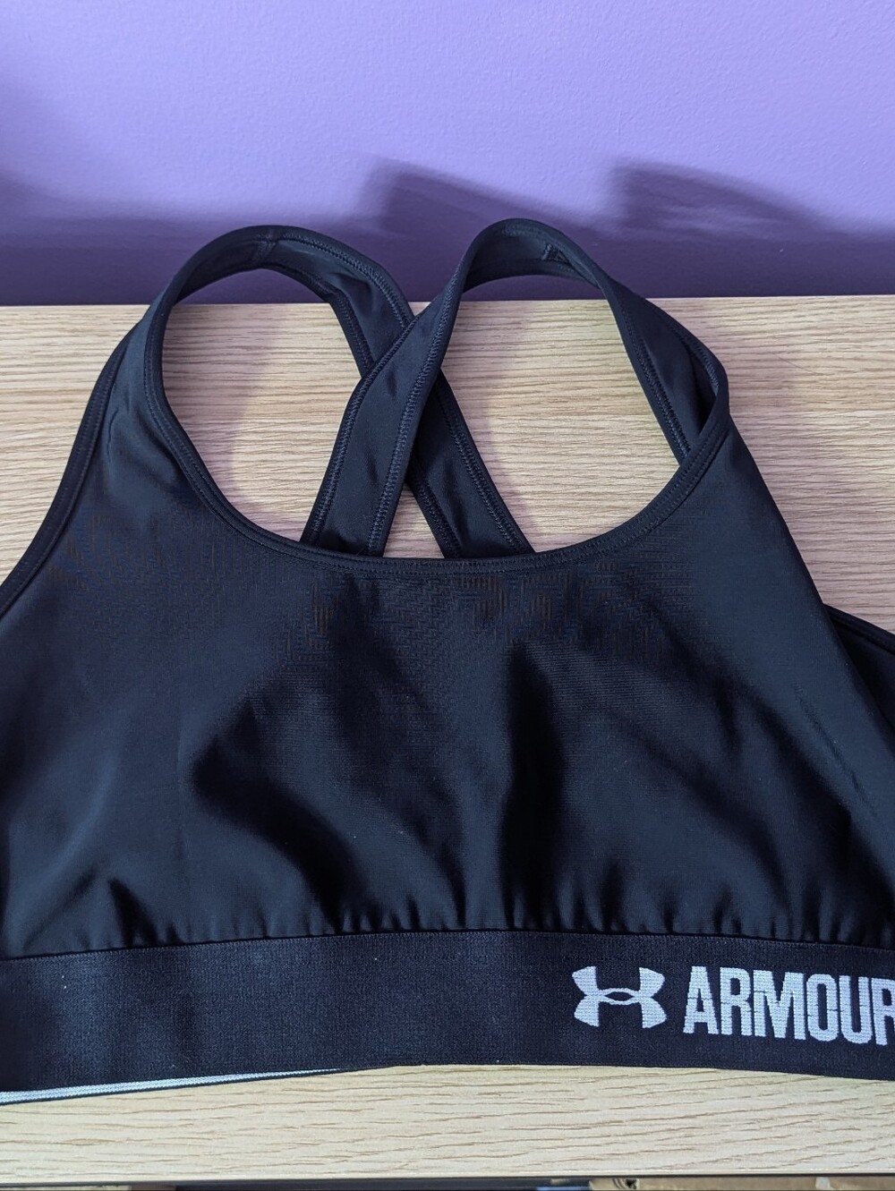 Under Armour Women's Large Sports Bra Black Compression Cross Straps